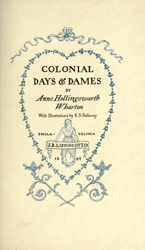 Cover for Colonial days & dames