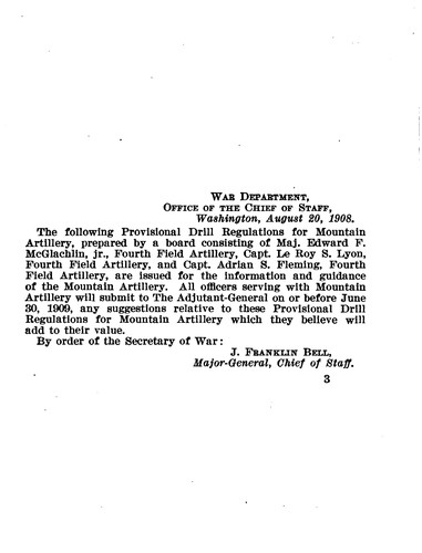 Cover for Drill Regulations for Mountain Artillery (Provisional) United States Army, 1908
