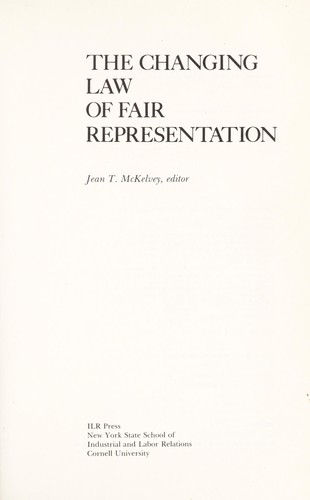 Cover for The Changing law of fair representation