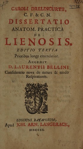Cover for Disputatio anatomico-practica inauguralis de lienosis