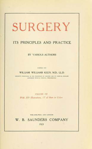 Cover for Surgery, its principles and practice