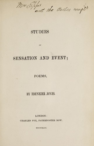 Cover for Studies of sensation and event