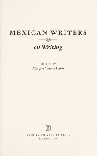 Cover for Mexican writers on writing