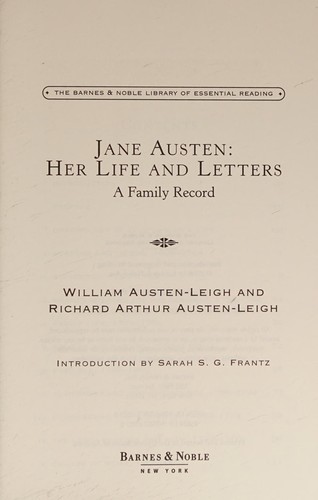 Cover for Jane Austen, her life and letters