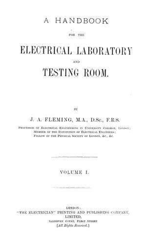 Cover for A handbook for the electrical laboratory and testing room