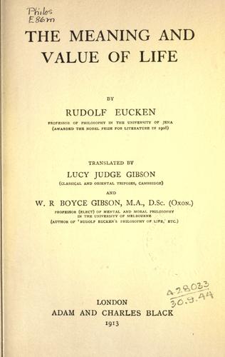 Cover for The meaning and value of life