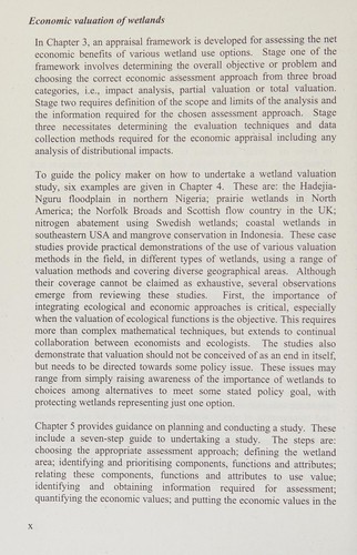 Cover for Economic valuation of wetlands