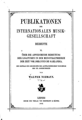 Cover for Über die abweichende Bedeutung der Ligaturen in der Mensuraltheorie der Zeit ...