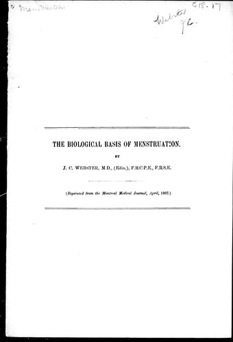 Cover for The biological basis of menstruation