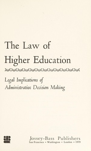 Cover for The law of higher education