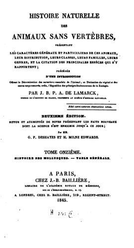Cover for Histoire naturelle des animaux sans vertèbres: présentant les caractères généraux et ...