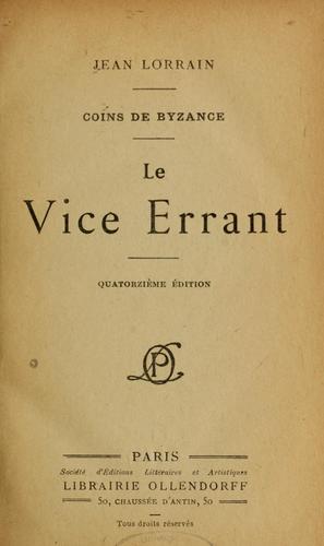 Cover for Le vice errant