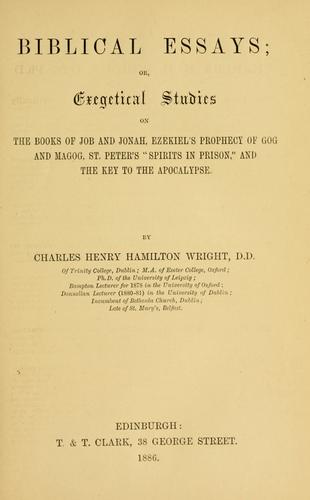 Cover for Biblical essays
