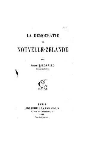 Cover for La démocratie en Nouvelle-Zélande