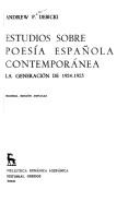 Cover for Estudios sobre poesía española contemporánea