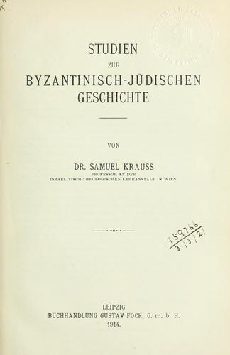 Cover for Studien zur Byzantinisch-Jüdischen Geschichte.