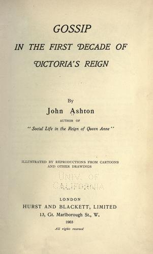 Cover for Gossip in the first decade of Victoria's reign