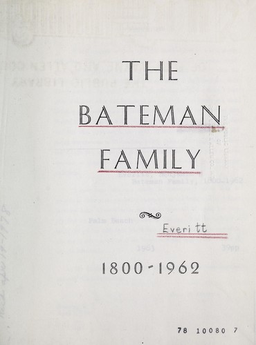 Cover for Bateman family, 1800-1962