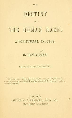 Cover for The destiny of the human race