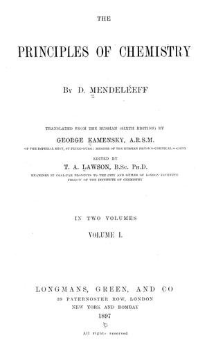 Cover for The principles of chemistry