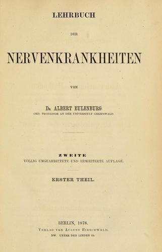 Cover for Lehrbuch der Nervenkrankheiten