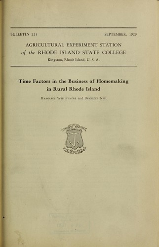 Cover for Time factors in the business of homemaking in rural Rhode Island