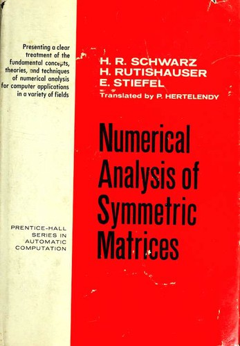 Cover for Numerical analysis of symmetric matrices