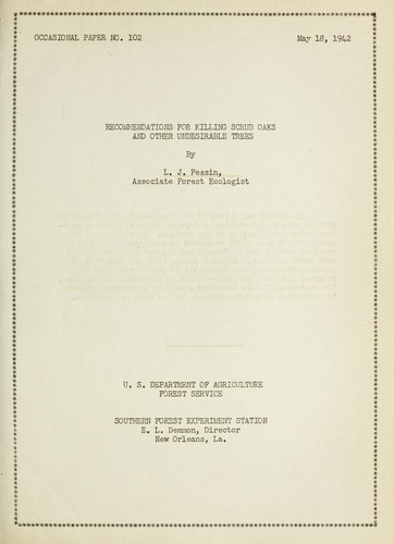 Cover for Recommendations for killing scrub oaks and other undesirable trees