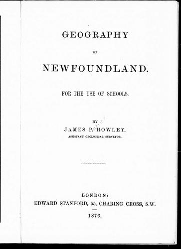 Cover for Geography of Newfoundland for the use of schools
