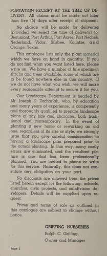 Cover for Griffing Nurseries, Beaumont, Texas