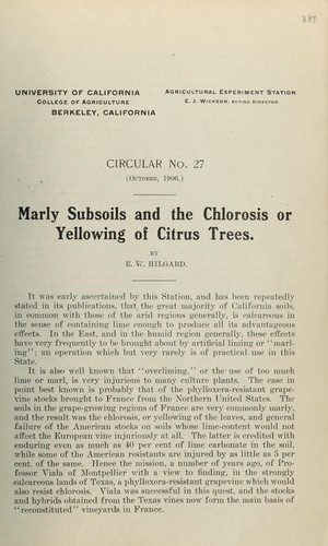 Cover for Marly subsoils and the chlorosis or yellowing of citrus trees