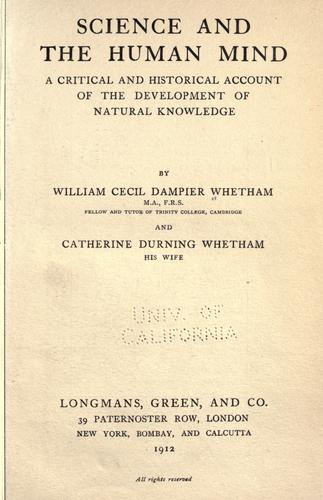 Cover for Science and the human mind