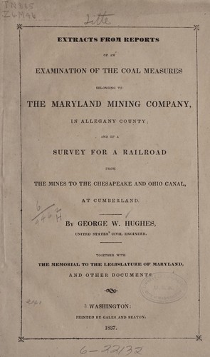 Cover for Extracts from reports of an examination of the coal measures belonging to the Maryland mining company