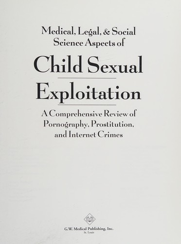 Cover for Medical, legal & social science aspects of child sexual exploitation