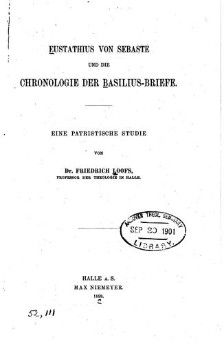 Cover for Eustathius von Sebaste und die Chronologie der Basiliusbriefe: Eine ...
