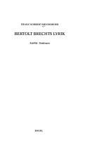 Cover for Bertolt Brechts Lyrik