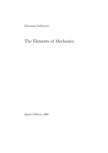 Cover for The elements of mechanics.