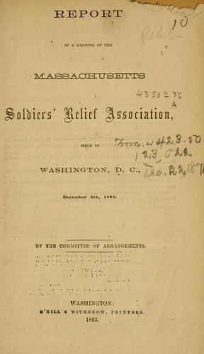 Cover for Report of a meeting of the Massachusetts Soldiers' Relief Association