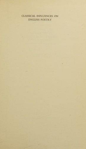 Cover for Classical influences on English poetry