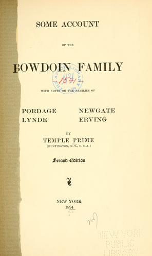 Cover for Some account of the Bowdoin family [microform]