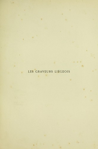 Cover for Les graveurs liégeois.