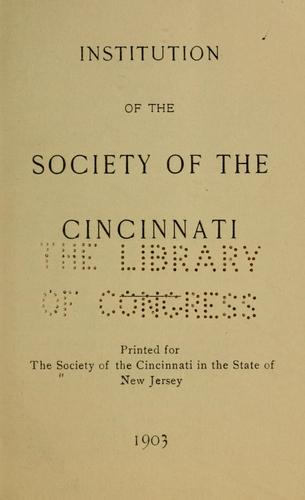Cover for Institution of the Society of the Cincinnati.