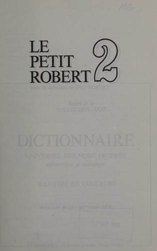 Cover for Le Petit Robert 2
