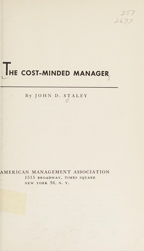 Cover for The cost-minded manager.