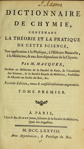 Cover for Dictionnaire de chymie