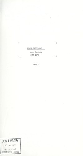 Cover for Civil procedure II