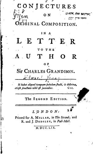 Cover for Conjectures on Original Composition: In a Letter to the Author of Sir Charles Grandison