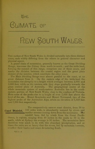 Cover for The climate of New South Wales