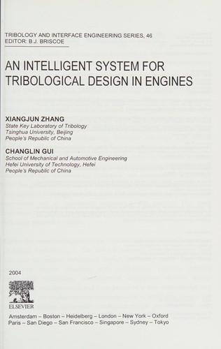 Cover for An intelligent system for tribological design in engines