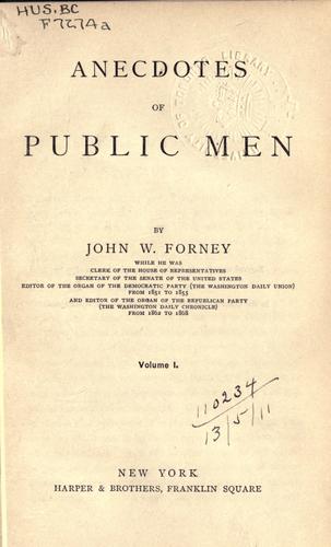 Cover for Anecdotes of public men.